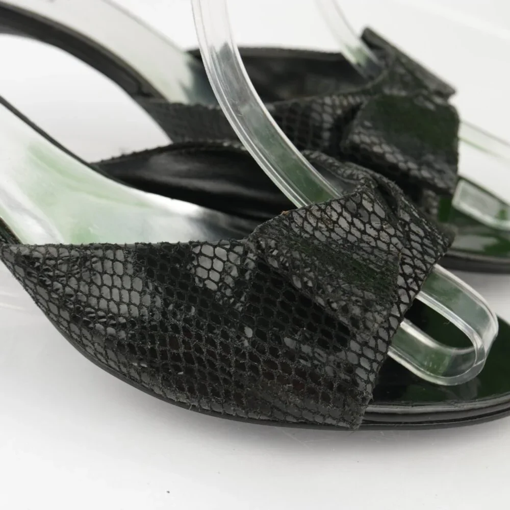Franco Sarto Womens Narate Sandal Size‎ 9.5 Black Python Cone Heel Mule Slide